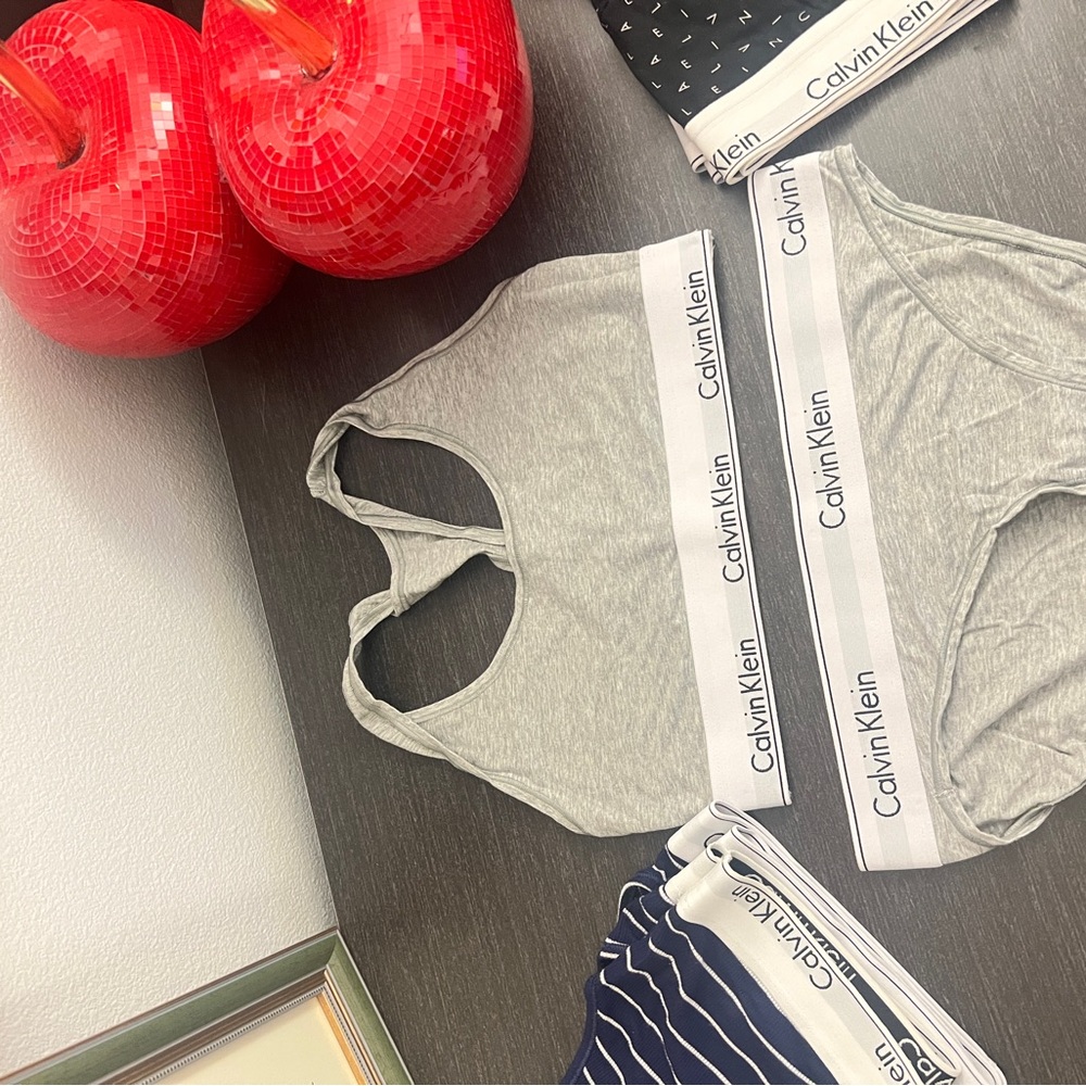 Calvin Klein Gray Racerback Bra with Signature Elastic